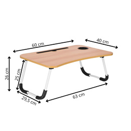 Stolik pod laptopa 60x40 cm, składana podstawka na komputer brązowa