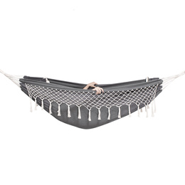Hamak dwuosobowy 200kg bujak ogrodowy 200x150cm szaro-kremowy