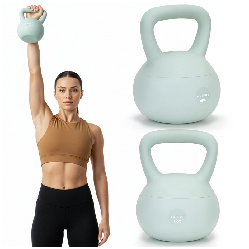 Kettlebell miękki 8 kg kula odważnik hantla ciężar do ćwiczeń fitness, turkusowy