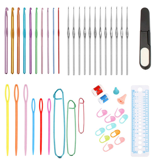 Zestaw do szydełkowania z etui 100 elementów szydełka 0.6-6.5 mm z akcesoriami