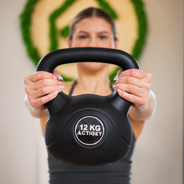 Kettlebell 12 kg odważnik, hantla do ćwiczeń ABS kula do treningu siłowego, czarny