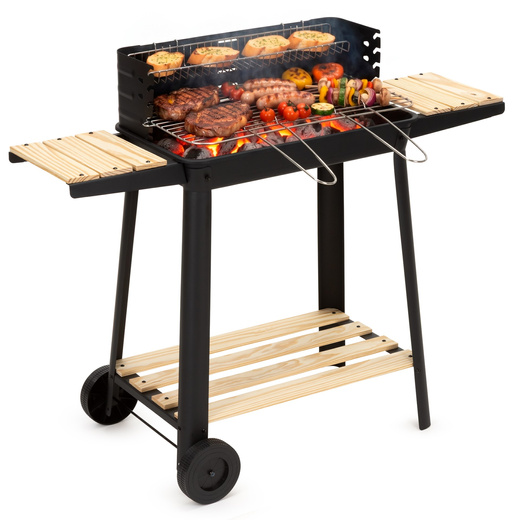 Grill ogrodowy, węglowy z widelcami do opiekania mięsa, ruszt z regulowaną wysokością, przenośny