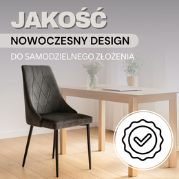 Krzesło welurowe, tapicerowane do kuchni, salonu, jadalni, zestaw 4 szt. krzesła loft ciemnoszare