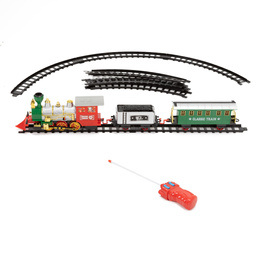 Lokomotywa z wagonami, pociąg parowy, sterowany, na baterie, tory