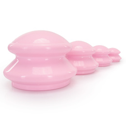 Bańki chiński, gumowe do masażu zestaw 4 szt. antycellulitowy, różowe
