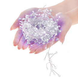 Lampki choinkowe 100 LED sopelki na baterie białe zimne