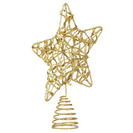 Zawieszka choinkowa złota gwiazdka na czubek choinki brokatowa