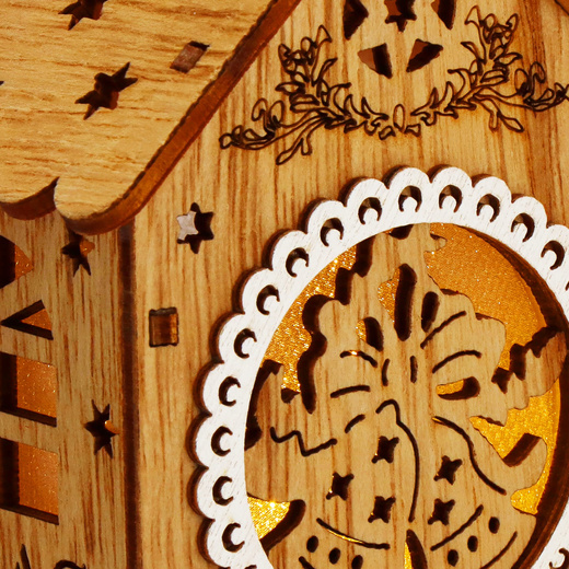 Zawieszka choinkowa domek świecąca ozdoba świąteczna drewniana na baterię