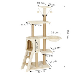 Drapak dla kota sizal 7-poziomowy słupek z zabawką 136 cm