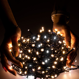 Lampki choinkowe 500 Led biały ciepły, flash biały zimny 41,5 m oświetlenie świąteczne IP44