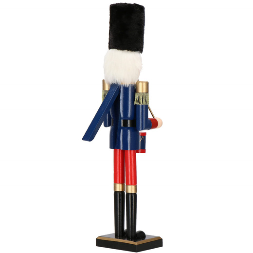 Dziadek do orzechów 61 cm z bębenkiem, drewniany żołnierzyk granatowy, figurka świąteczna