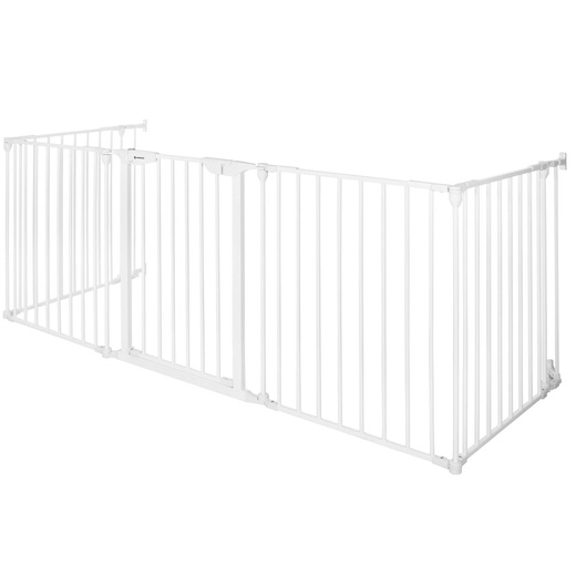 Bramka zabezpieczająca z barierkami 5 elementow 318 cm biała