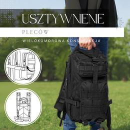 Plecak trekkingowy, turystyczny 35 l wojskowy czarny