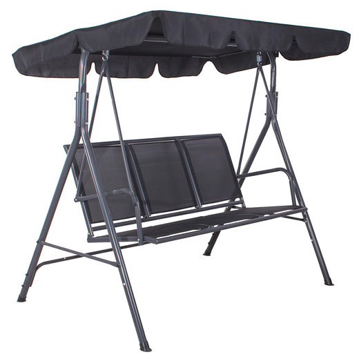 Huśtawka ogrodowa 3 osobowa fiona stalowa do 220 kg z regulowanym daszkiem i poduszkami
