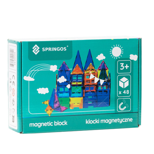 Klocki magnetyczne 3D zestaw 48 szt. klocki konstrukcyjne dla dzieci, kolorowe