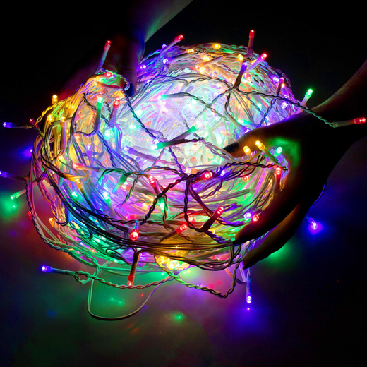 Kurtyna świetlna 300 led girlanda, lampki wewnętrzno-zewnętrzne sople multikolor z zimnym białym flash