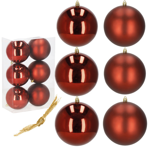 Bombki choinkowe 6 szt. ozdoby na choinkę 11 cm, dekoracje świąteczne nietłukące czerwone