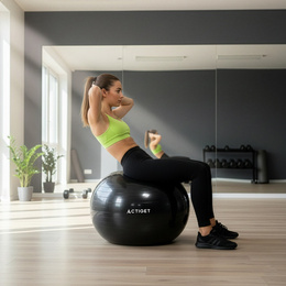 Piłka 85 cm do ćwiczeń pilates, rehabilitacyjnych, stretchingu z pompką, czarna