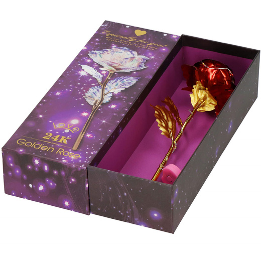 Wieczna róża 25 cm świecąca ozdoba LED prezent kwiat czerwony