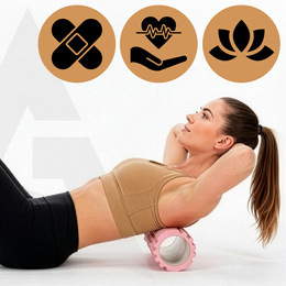 Wałek do masażu, średnio twardy, roller z wypustkami, różowy