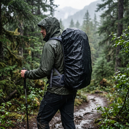 Plecak turystyczny 60 L trekkingowy wielofunkcyjny z gwizdkiem granatowy