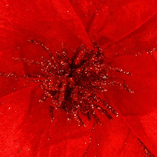 Sztuczna magnolia gałązka kwiat czerwony z brokatem