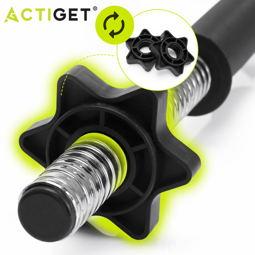 Gryf krótki 45 cm do hantli z zaciskami zestaw 2 szt. gwintowane 25 mm stal chromowana