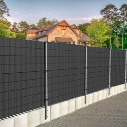 Taśma ogrodzeniowa 4,75 cm x 50 m osłona na ogrodzenie panelowe + klipsy 20 szt. antracyt