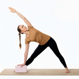 Kostka do jogi piankowa EVA 23x15x7,5 cm klocek blok do ćwiczeń pilates stretching różowa