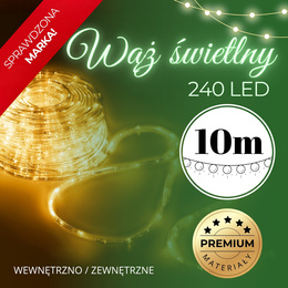 Wąż świetlny 240 Led biały ciepły 10m z programatorem IP44