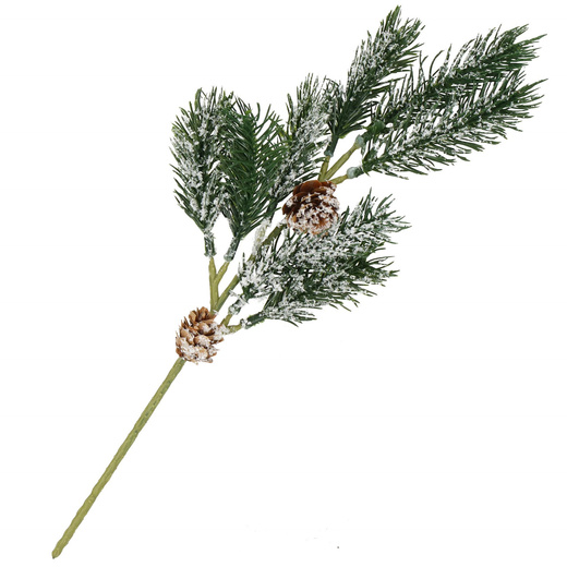 Gałązka świąteczna sztuczna ośnieżona dekoracja z szyszkami do stroika 34 cm