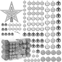 Bombki choinkowe srebrne zestaw 100 szt. dekoracje świąteczne ozdoby