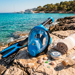 Maska z rurką do nurkowania, snorkelingu L/XL pełnotwarzowa, AntiFog, uchwyt na kamerę
