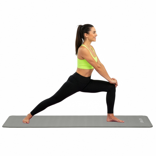 Mata do jogi, ćwiczeń fitness 183x61 cm antypoślizgowa, materac do stretchingu szary