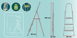 Drabina stalowa składana 3-stopniowa wys. 123 cm antypoślizgowa do 150 kg domowa