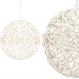 Zawieszka choinkowa kremowa okrągła dekoracja na choinkę 9 cm