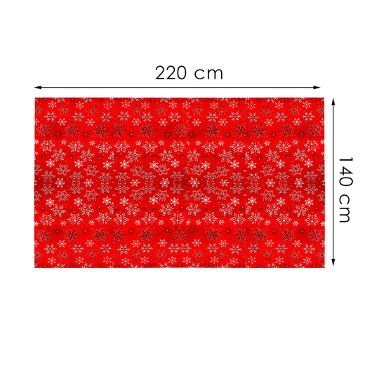 Bieżnik na stół 140 x 220 cm obrus świąteczny ze śnieżynkami czerwony