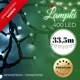 Lampki choinkowe 400 led biały zimny 33,5 m oświetlenie świąteczne IP44