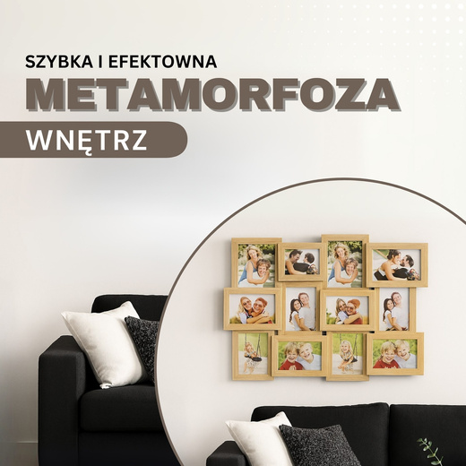Multiramka na zdjęcia 8 ramek kolaż na zdjęcia 13x18 cm, 10x10 cm brązowo-szara