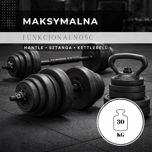 Hantle regulowane 30 kg zestaw obciążeń gryf do treningu siłowego talerze zaciski