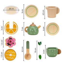 Zabawka drewniana, zestaw śniadaniowy dla dzieci 14 el. akcesoria kuchenne