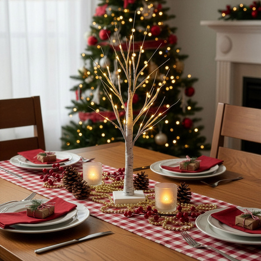 Świecące drzewko 60 cm brzoza 25 Led drzewko świąteczne dekoracja ozdoba świetlna