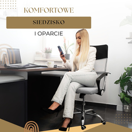 Fotel biurowy obrotowy krzesło na kółkach, do nauki, pracy przed komputerem szaro-czarne