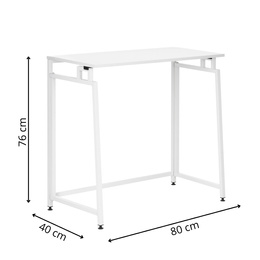 Biurko komputerowe, składane 80 cm stolik do pracy przy komputerze, drewniany, białe