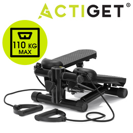 Stepper prosty do ćwiczeń z linkami i licznikiem, trening cardio, fitness czarny