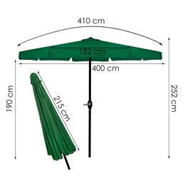 Parasol ogrodowy składany 410 cm duży na balkon zielony