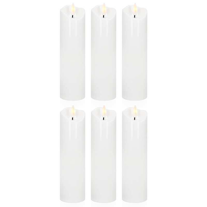Świece elektryczne LED 6 szt. wkłady do zniczy 18,5 cm świeczki na baterie ruchomy płomień