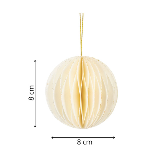 Papierowe bombki 6 szt. zawieszki choinkowe, ozdoby świąteczne 8 cm rozkładane, biały 