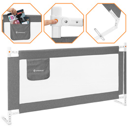 Barierka ochronna do łóżka 160 cm zabezpieczająca uniwersalna dla dzieci składana szara