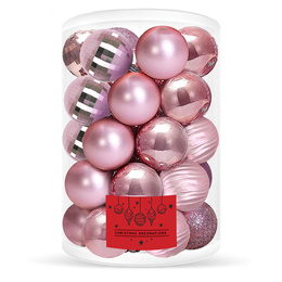 Bombki choinkowe 30 szt. różowy 8cm zestaw choinkowy